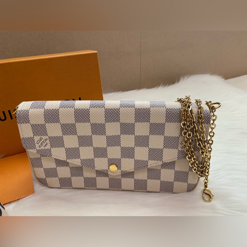Louis Vuitton Felicie Pochette Damier Azure Canvas Pink Interior - Picture 3 of 16